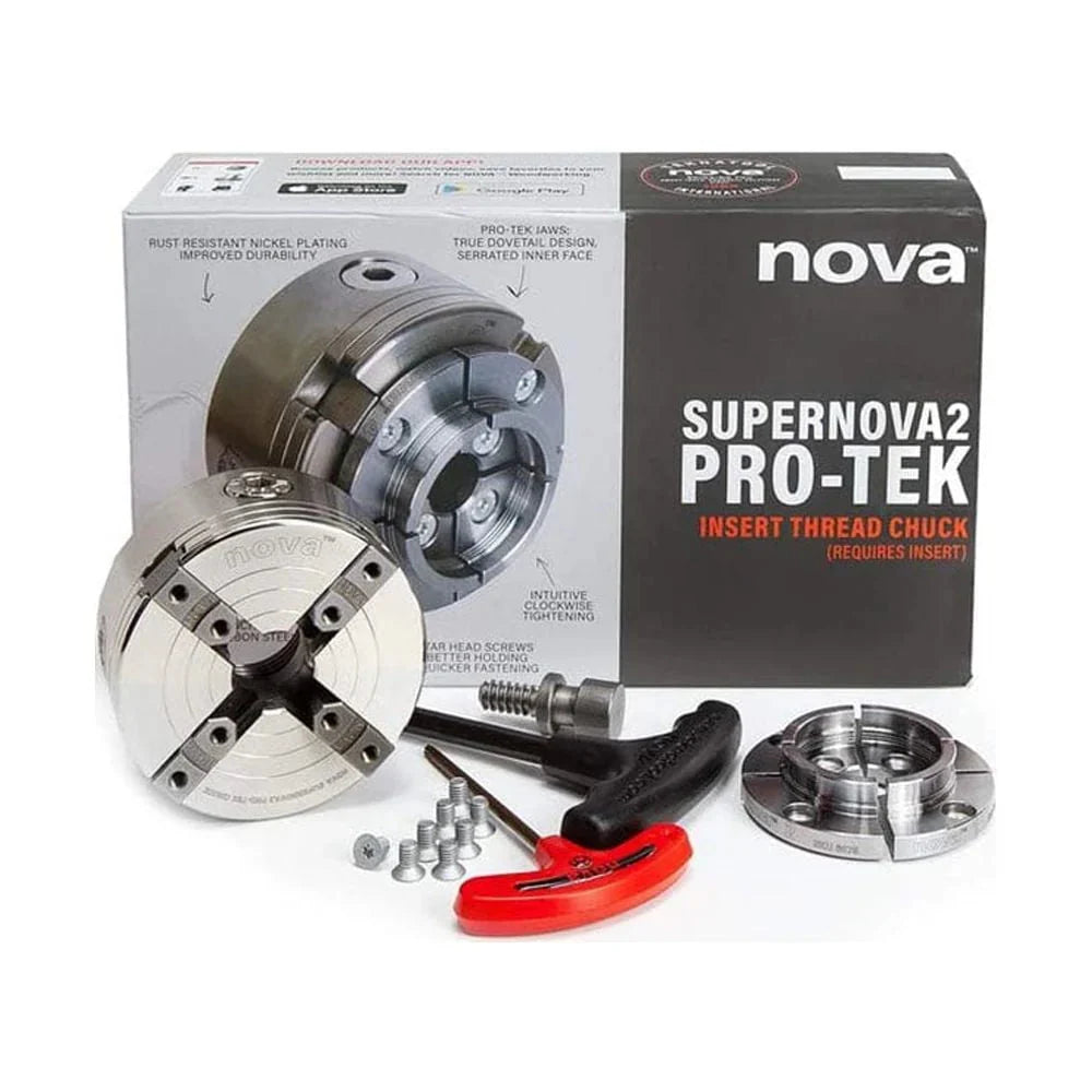 NOVA SUPERNOVA2 Insert Type Wood Turning Chuck And Jaw Set With T-Bar Wrench - 23262