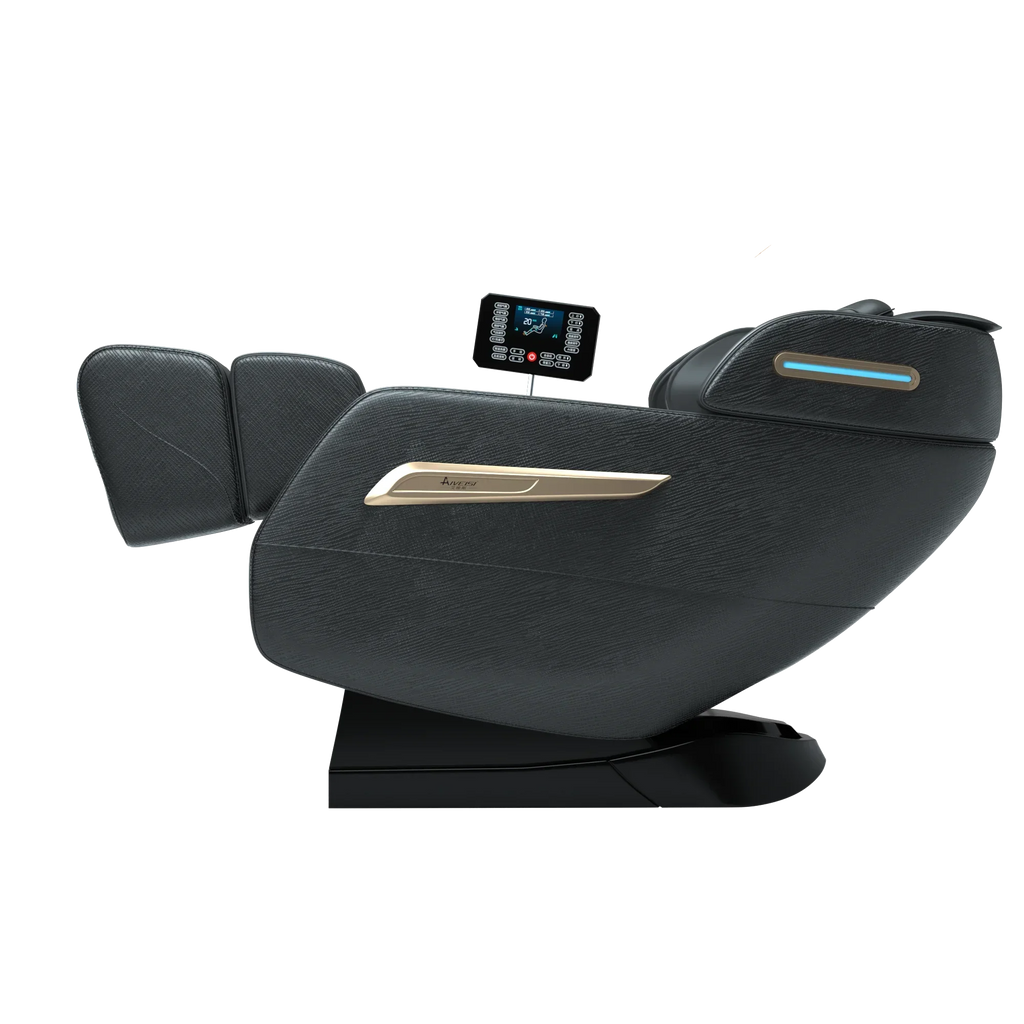 4D Zero Gravity Full Body Shiatsu Massage Chair With 58in SL Track - Premium Black Leather