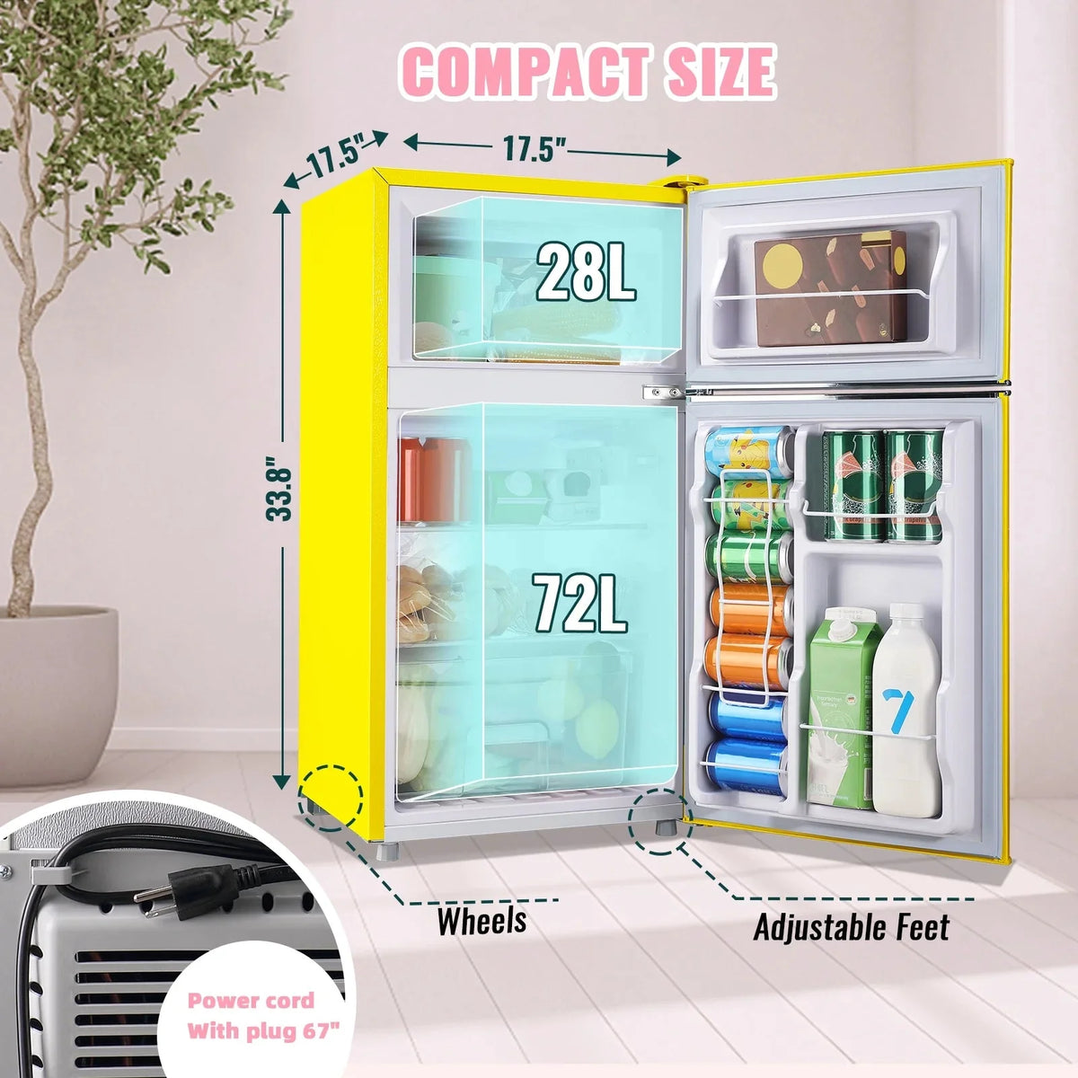 WANAI 3.5 Cu.ft Compact Refrigerator With Top Freezer, Blue