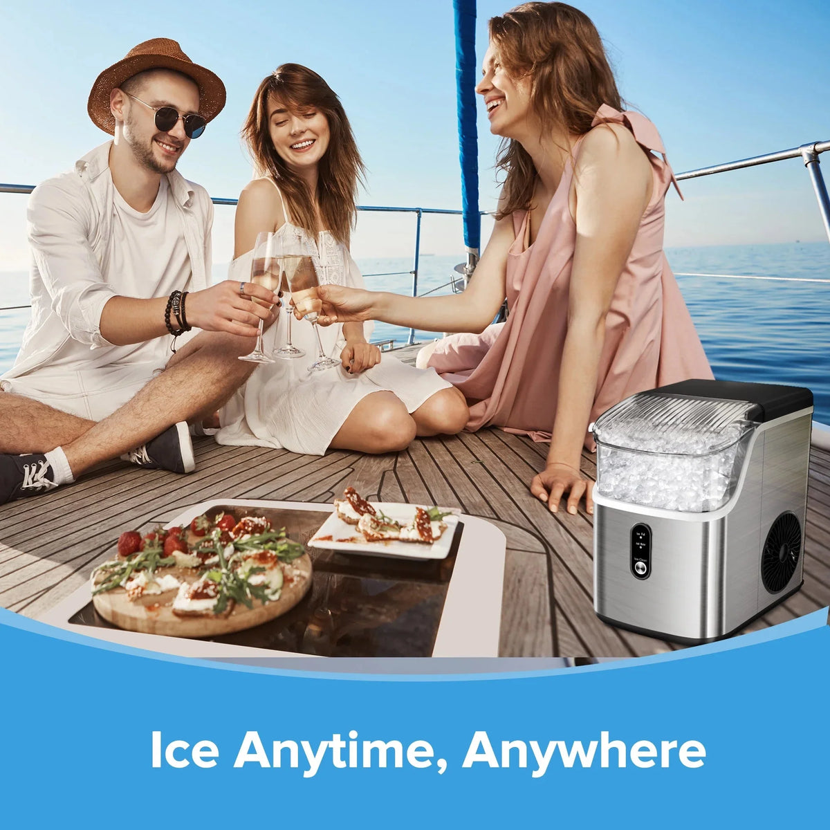Auseo Countertop Nugget Ice Maker, 35lbs/24H, Self-Cleaning, Black