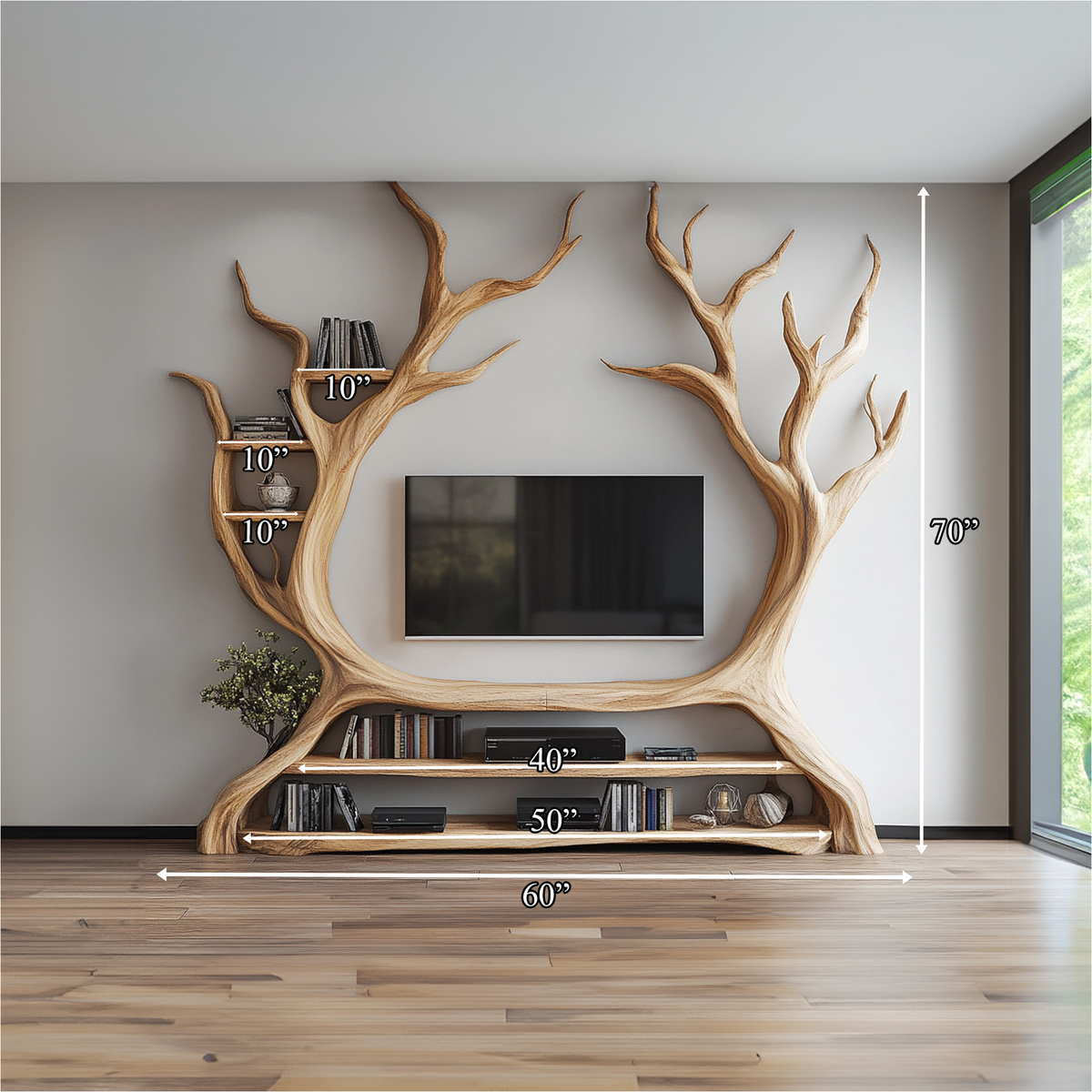 Custom Tree Bookcase Cabinet TV Solid Wood Gitf - view 5