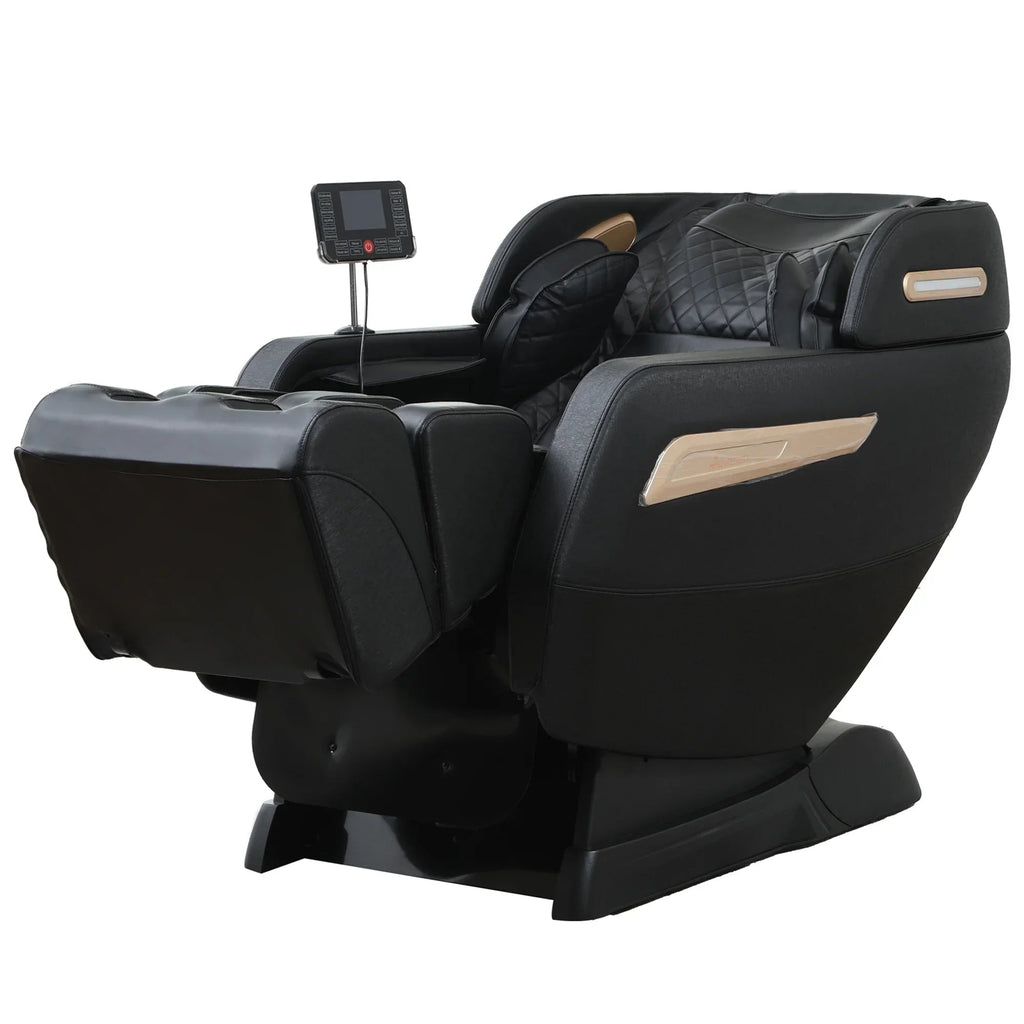 4D Zero Gravity Full Body Shiatsu Massage Chair With 58in SL Track - Premium Black Leather
