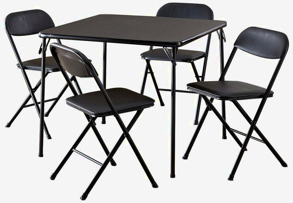 Cosco 5-Piece Folding Card Table Set, Black - Vinyl Seats - 37523BLK1W