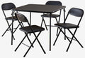 Cosco 5-Piece Folding Card Table Set, Black - Vinyl Seats - 37523BLK1W