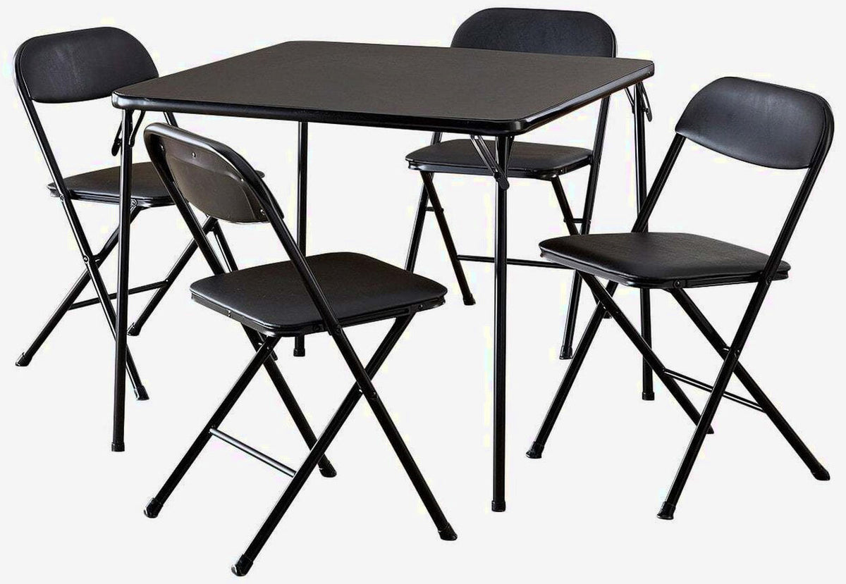 Cosco 5-Piece Folding Card Table Set, Black - Vinyl Seats - 37523BLK1W