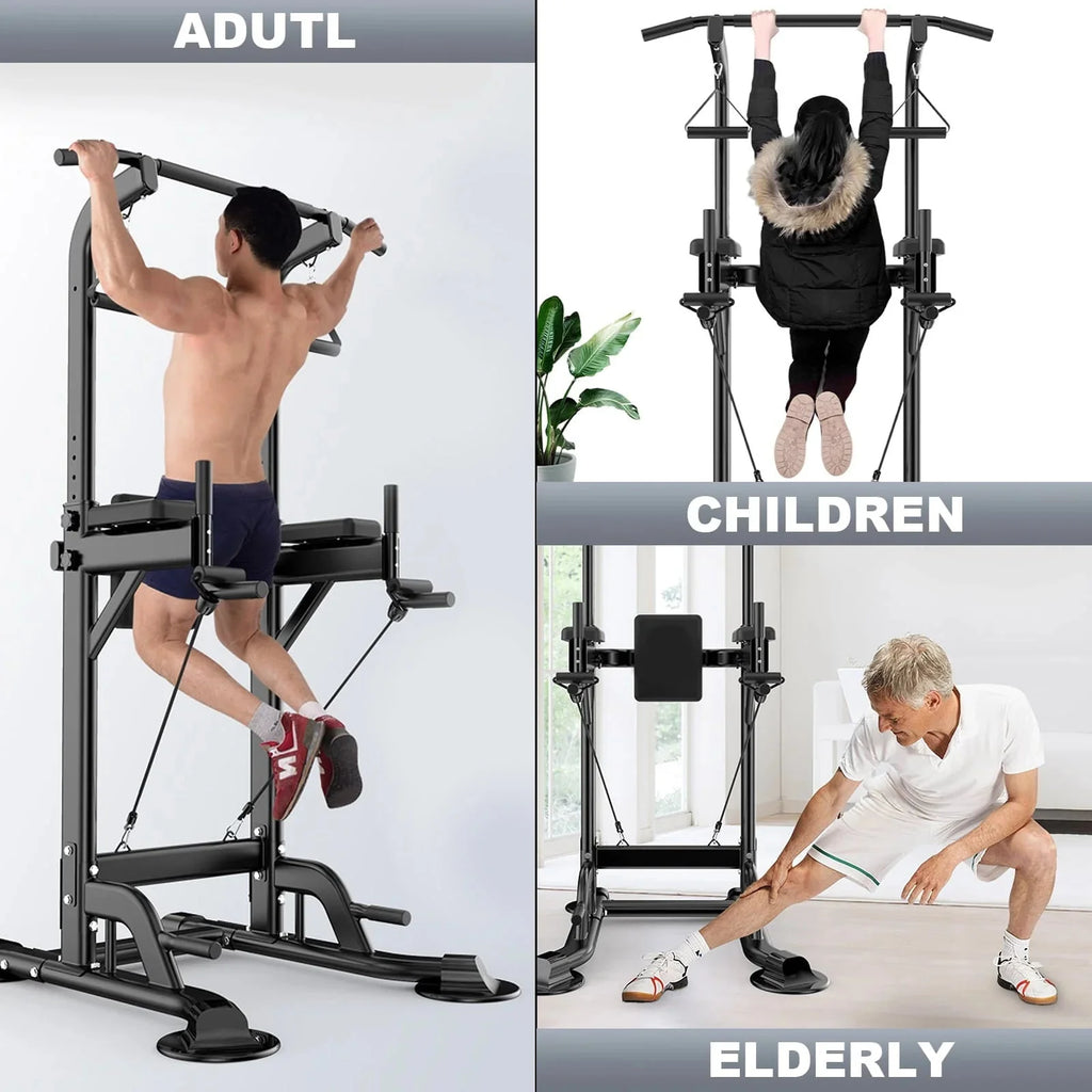 Tappio Power Tower Dip Bar Station Pull Up Bar Stand With Backrest, 400lb Capacity