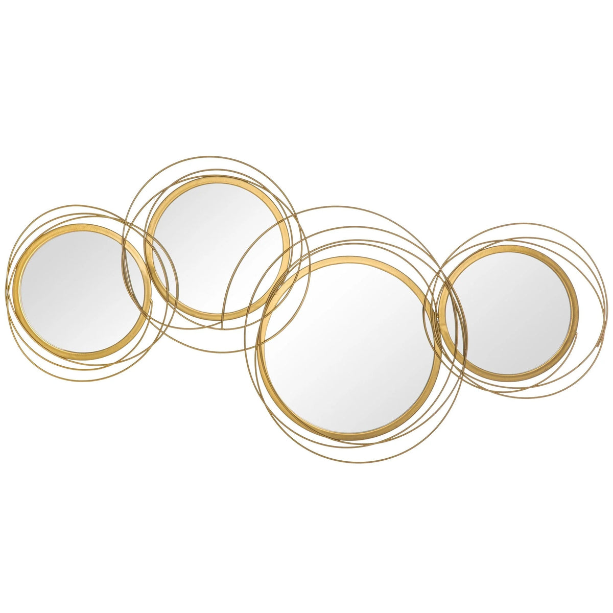 Gold Metal Circular Wall Art With Mirror Accents - 42.25in W x 22in H
