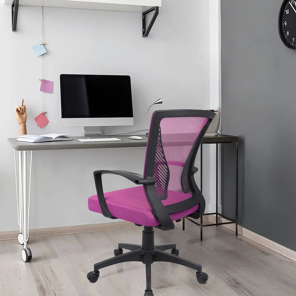 Ergonomic Mesh Mid-Back Office Chair With Adjustable Lumbar Support, 300 lbs Capacity
