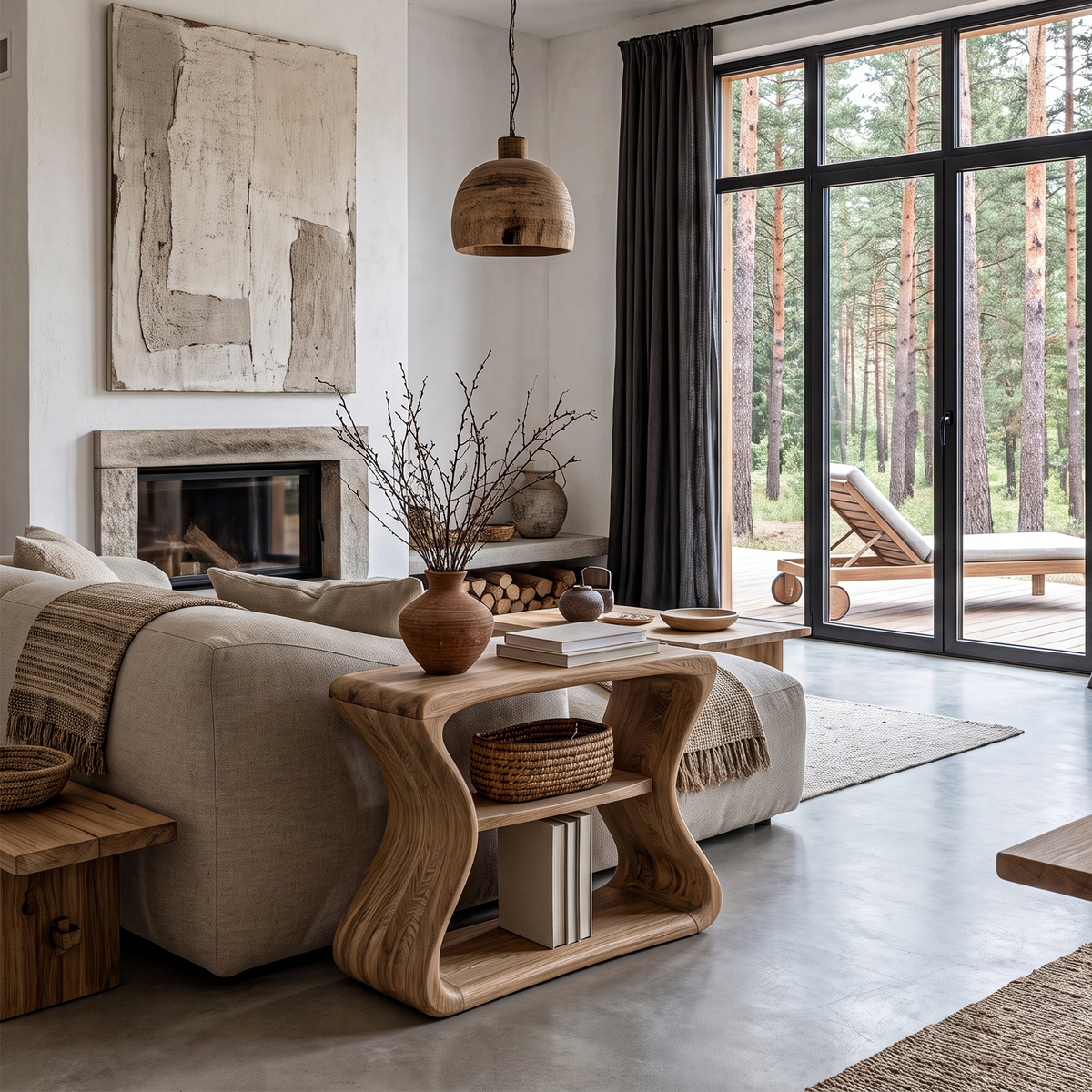 Contemporary Beside Table With Flowing Curved Frame For Living Room - view 5