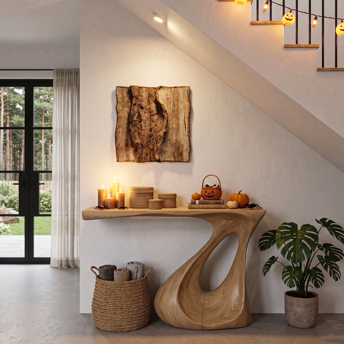 Contemporary Halloween Statement Console Table With Curved Open Base For Living Room - view 5
