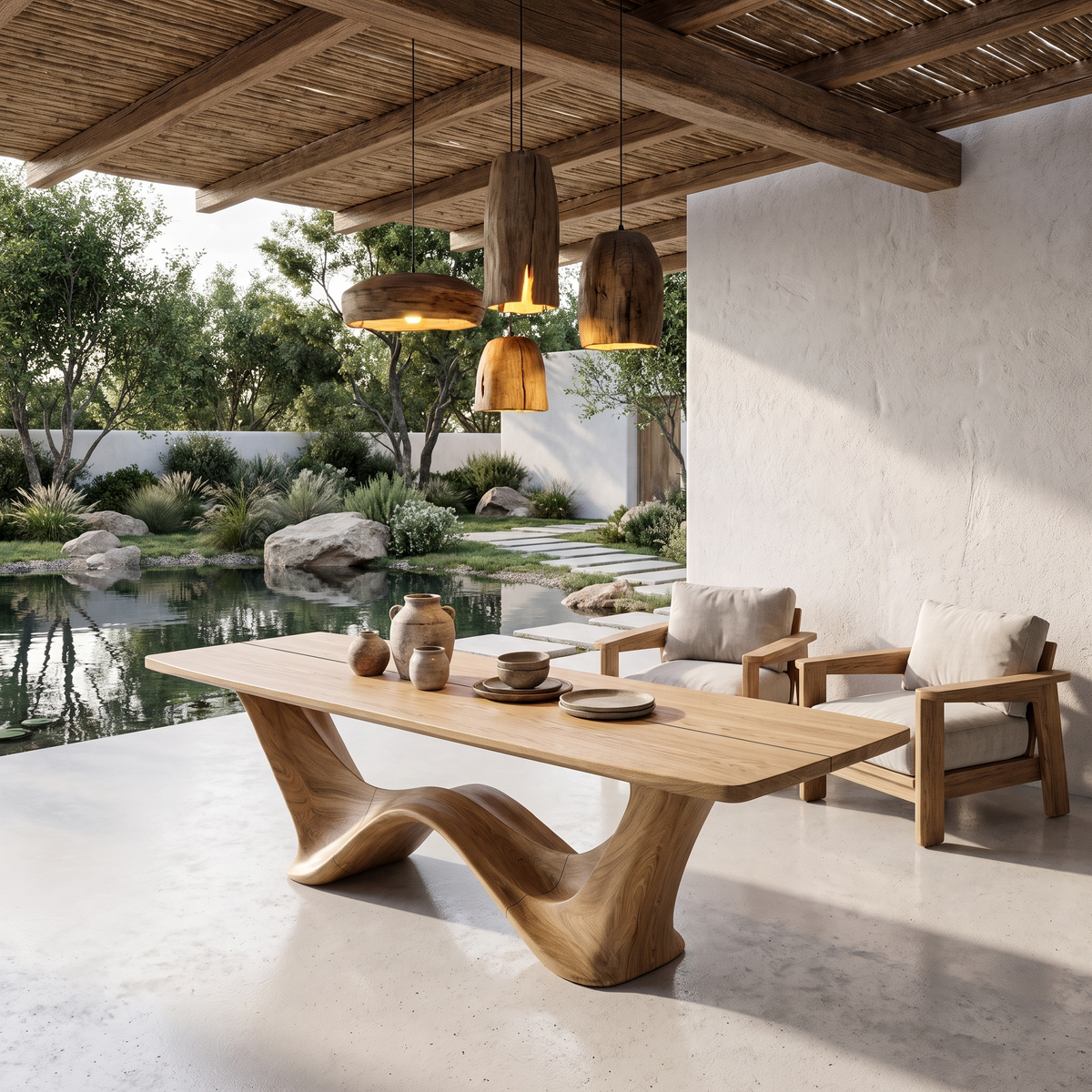 Contemporary Dining Table With Architectural Wave Design For Dining Room And Breakfast - view 5