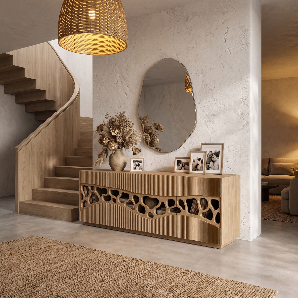 Contemporary Sideboard With Organic Cutout Design For Dining Room And Living Room - view 5