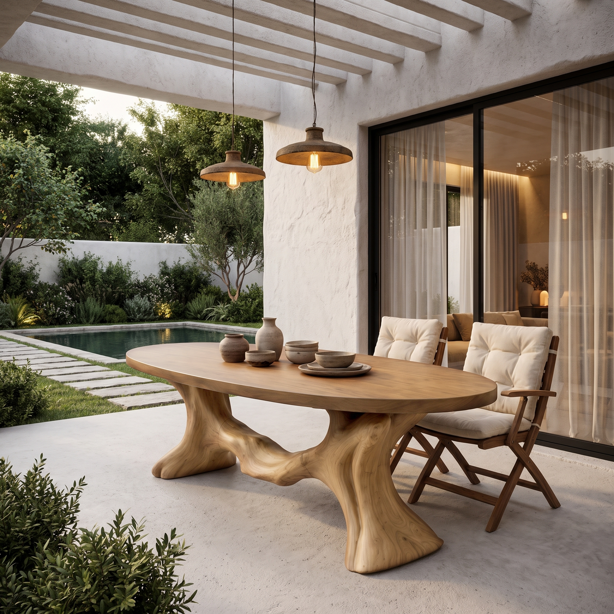 Contemporary Wave Base Dining Table Solid Wood Dining Table For Dining Room - view 5