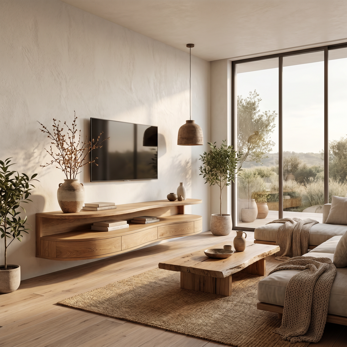 Contemporary Floating TV Stand with Built-In Drawer Storage - view 5