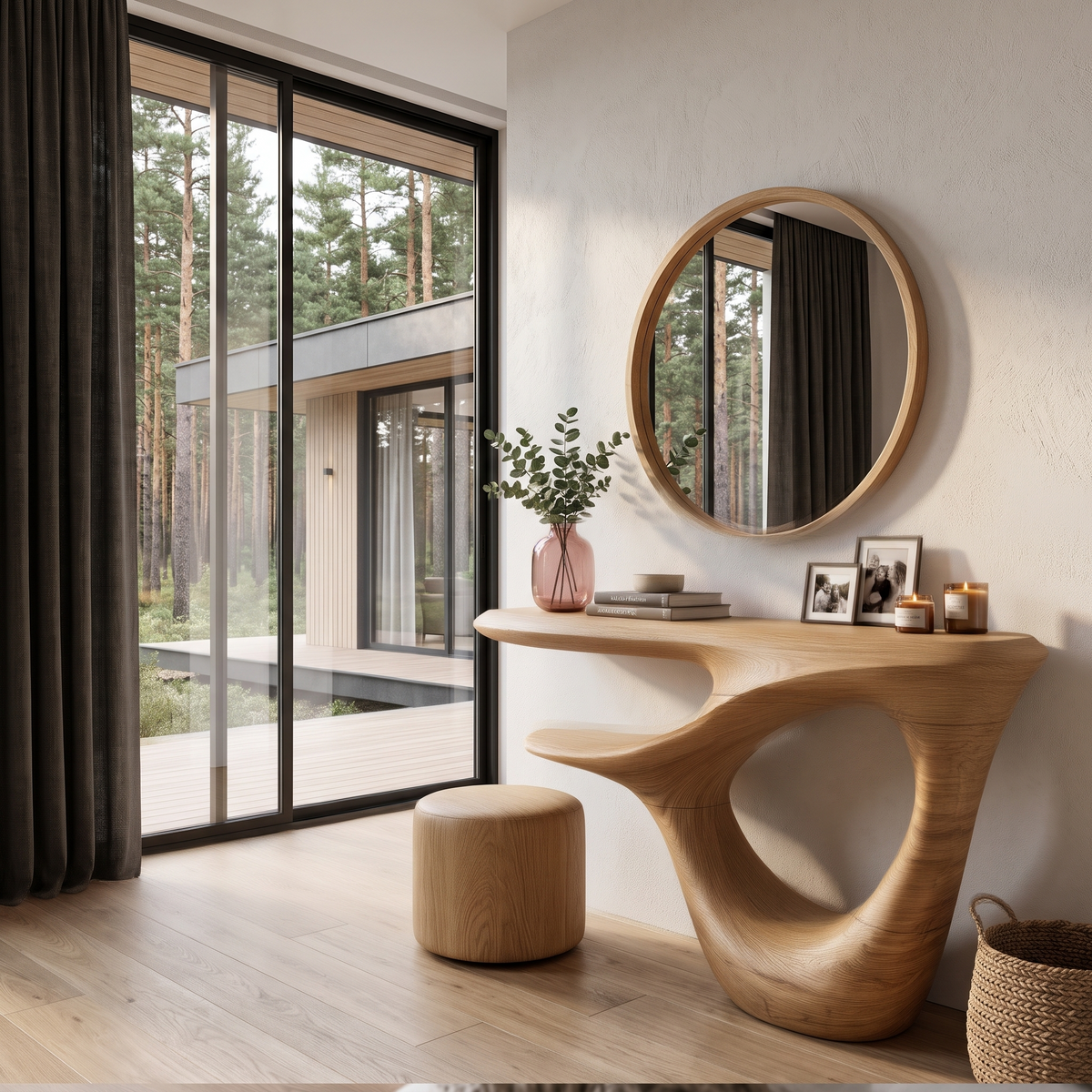 Contemporary Console Table With Artistic Open Frame Base For Foyer And Hallway - view 5