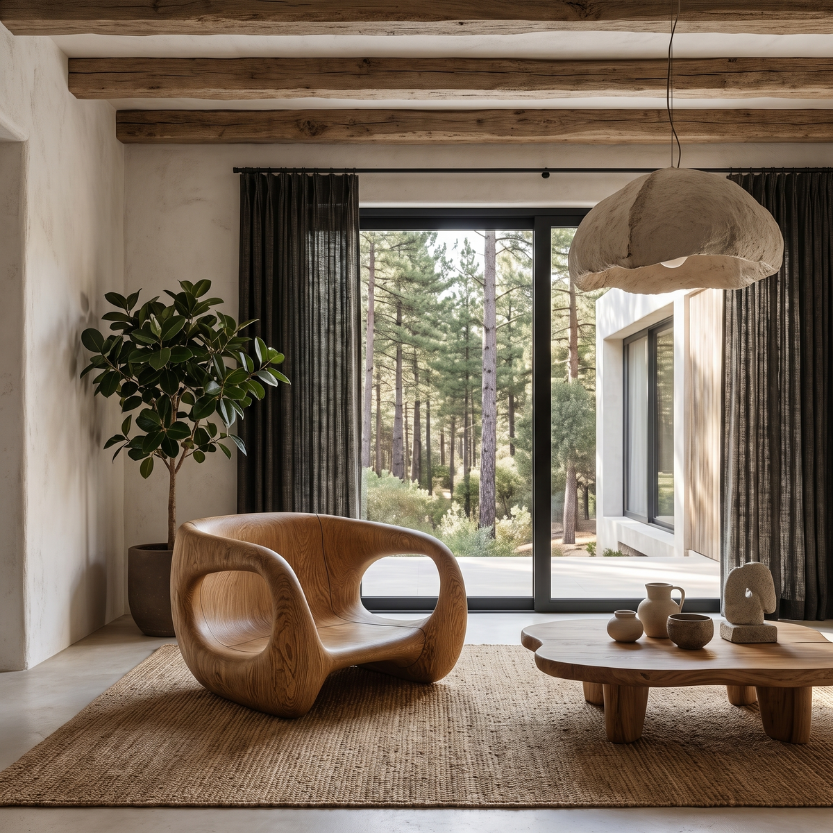 Contemporary Sculptural Chair With Flowing Armrest Design For Living Room - view 5