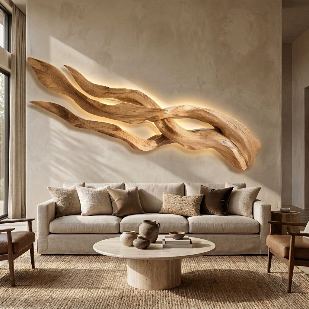 Contemporary Sculptural Wood Wall Art For Home Style - view 5