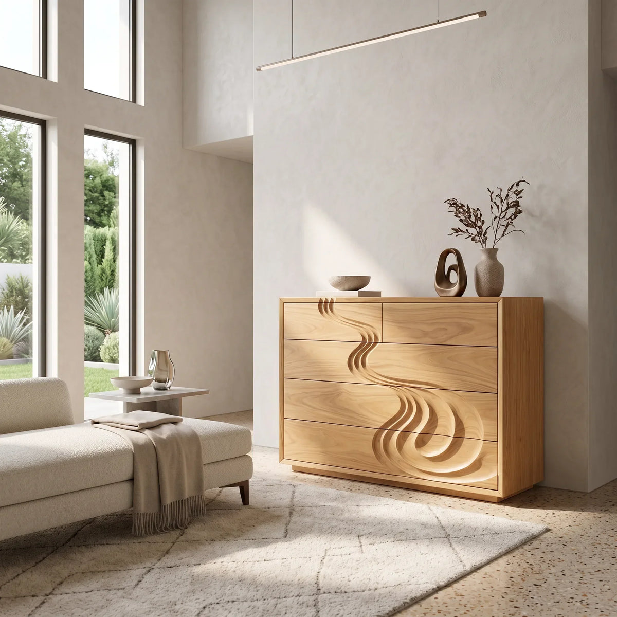 Contemporary Carved Bedroom Dresser For Master Suite - view 5