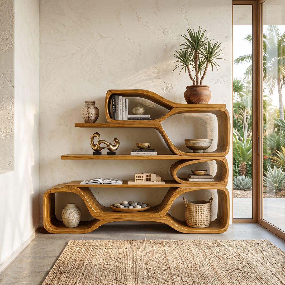 Curved Sculptural Bookshelf For Home Decor - view 5