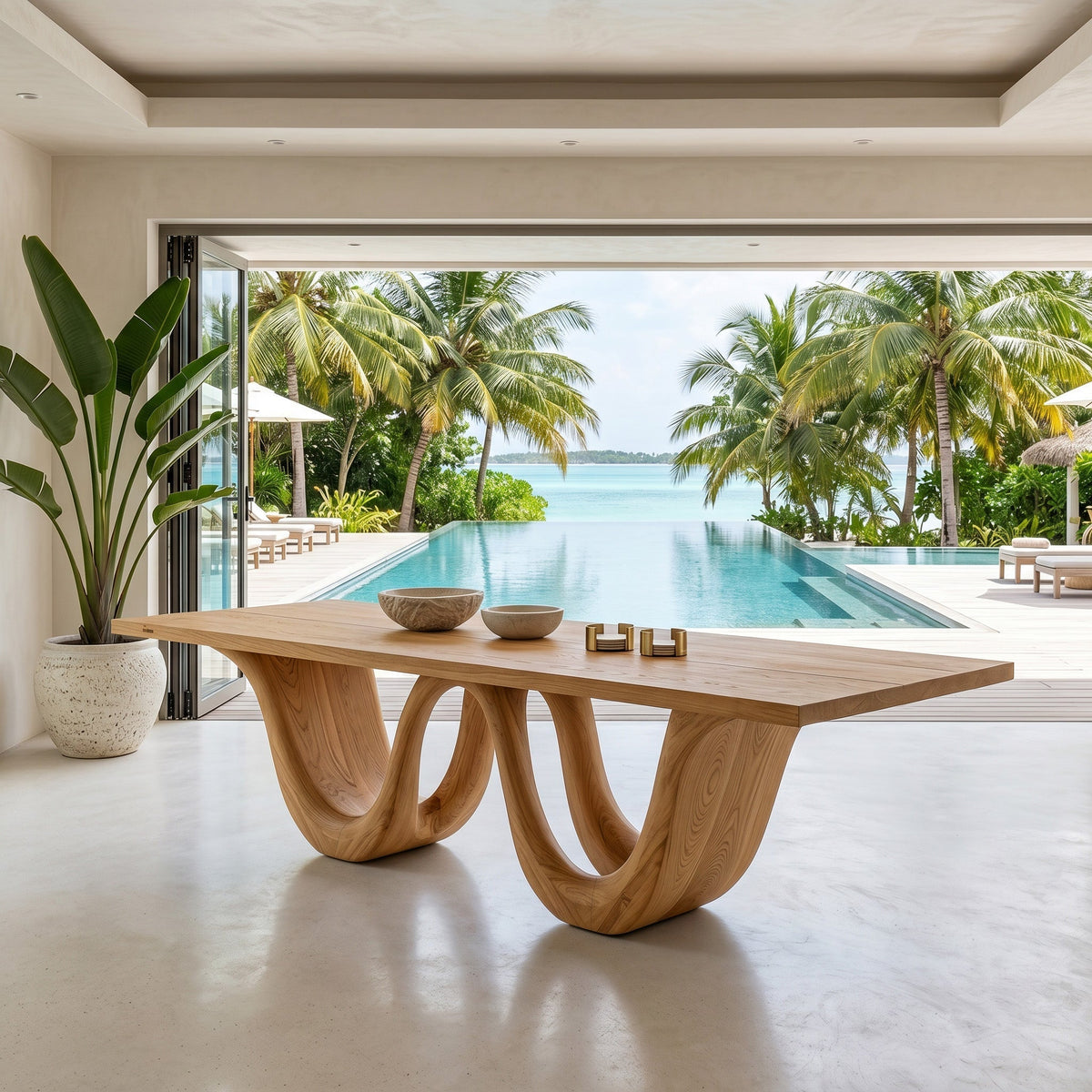 Contemporary Two Wavy Legs Dining Table For Dining Room - view 5