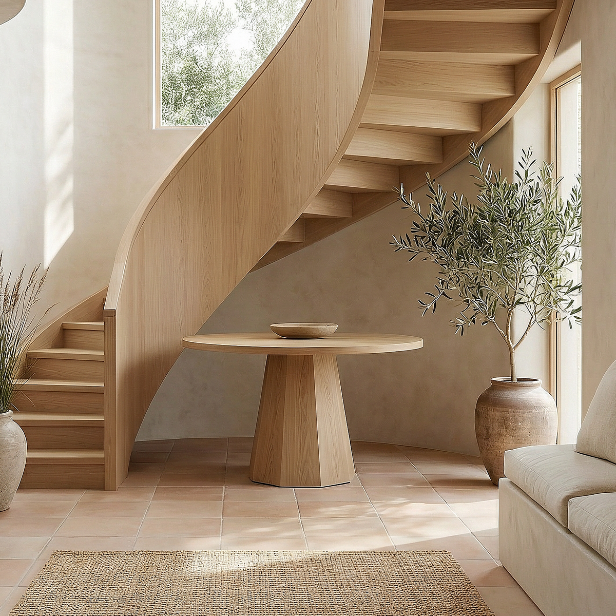 Contemporary Organic Round Entryway Foyer Table For Entryway - view 5