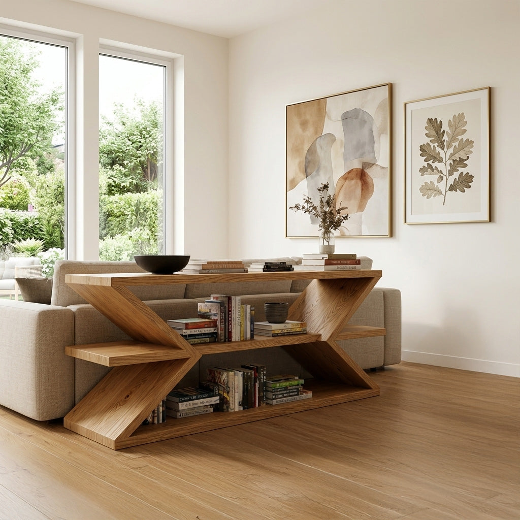Contemporary Sculpture Wood Console Table For Modern Living Room - view 5