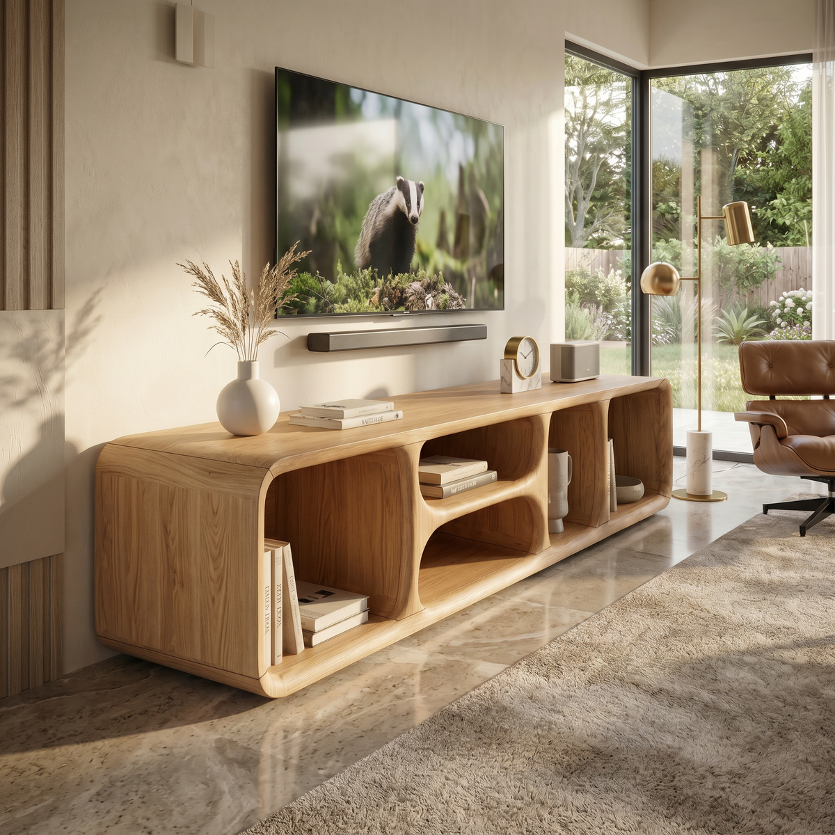 Contemporary Wooden TV Unit Luxury Interior - view 5