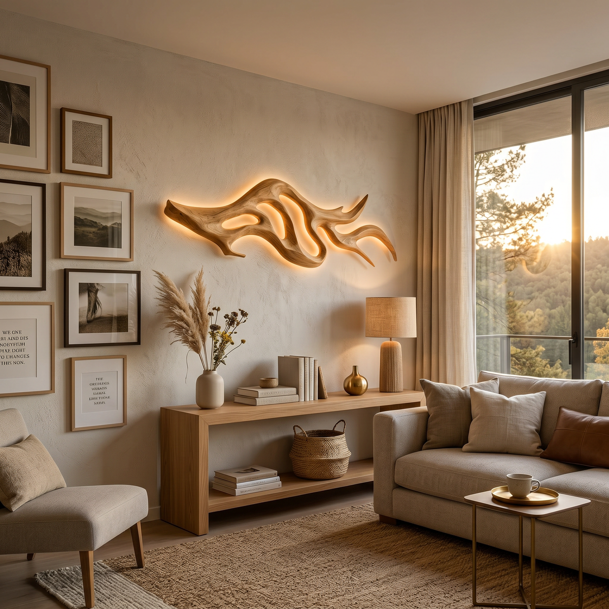 Artistic Wood Wall Light With Sculptural Form For Bedroom - view 5