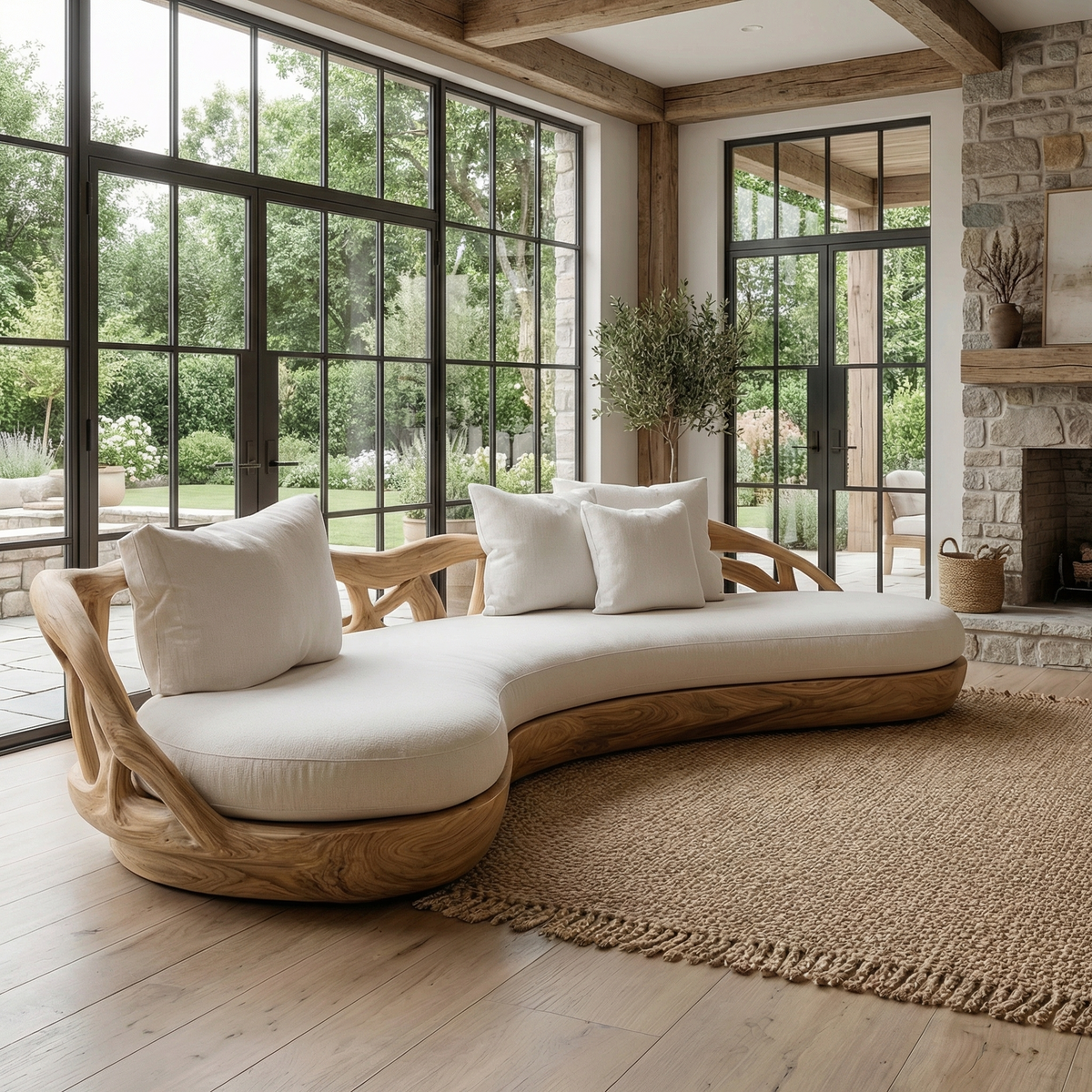 Contemporary Organic Sofa Solid Wood Frame Smooth Curved Design Living Room And Lounge - view 5