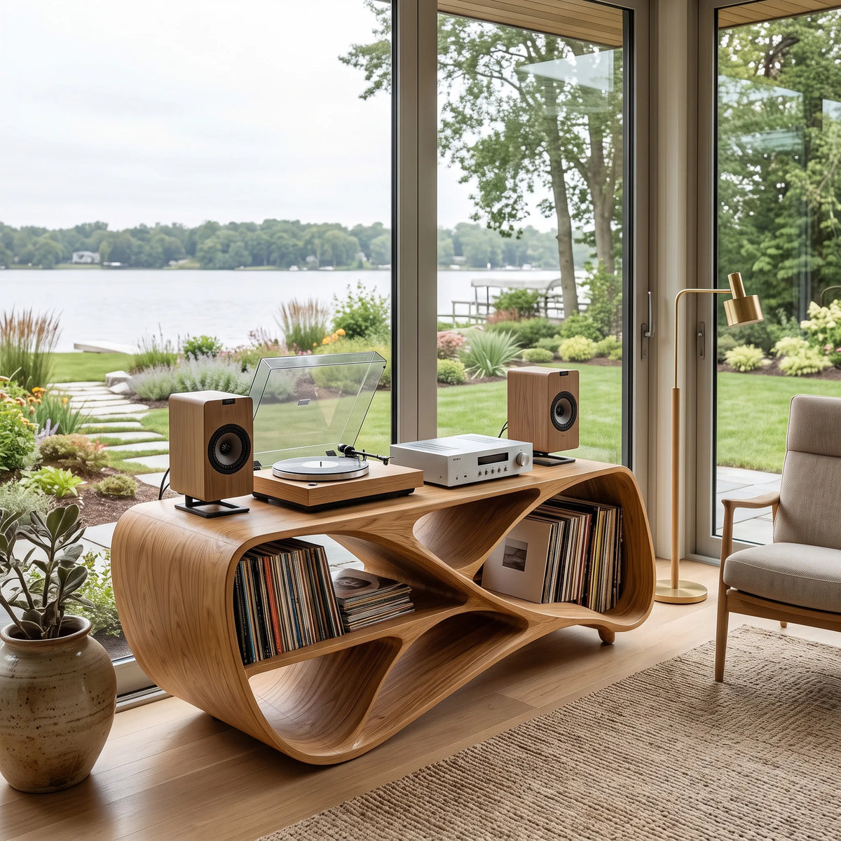 Contemporary Wooden Record Player Console For Living Room - view 5