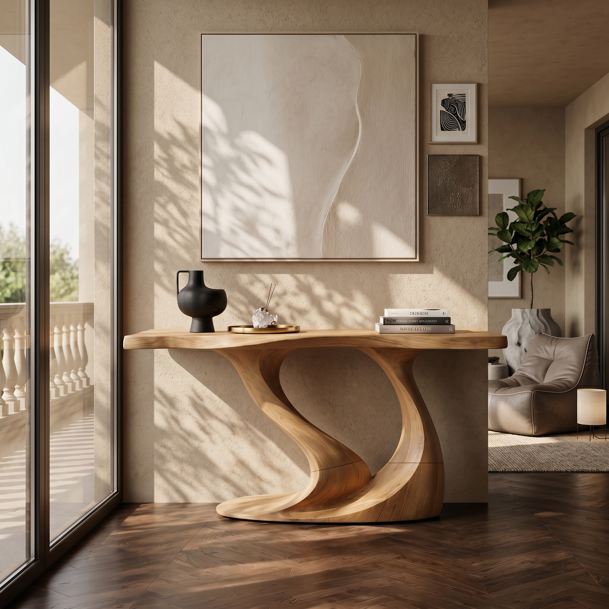 Contemporary Wave Base Console Table Luxury Hallway - view 5
