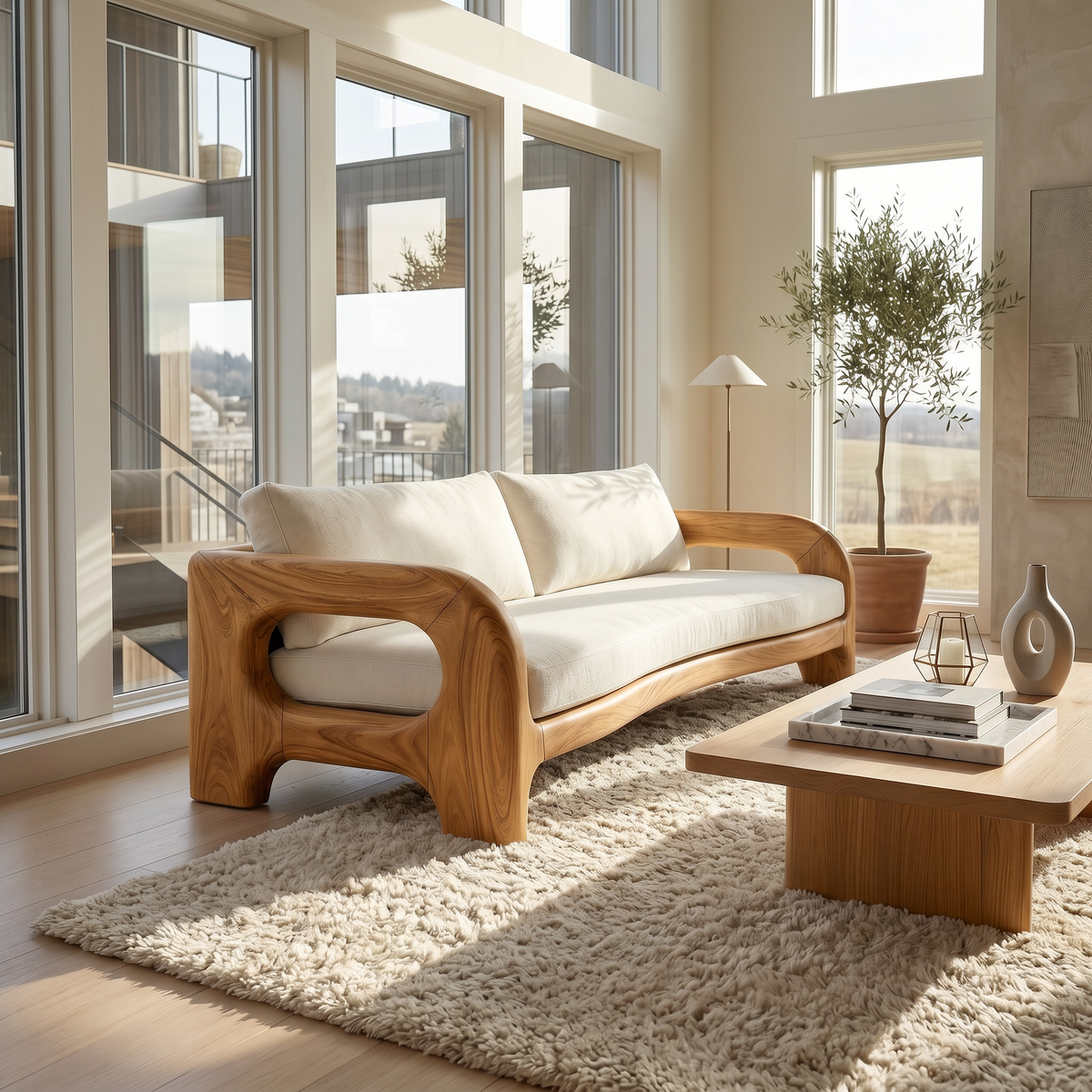 Contemporary Solid Wood Sofa With Architectural Frame For Modern Home - view 5