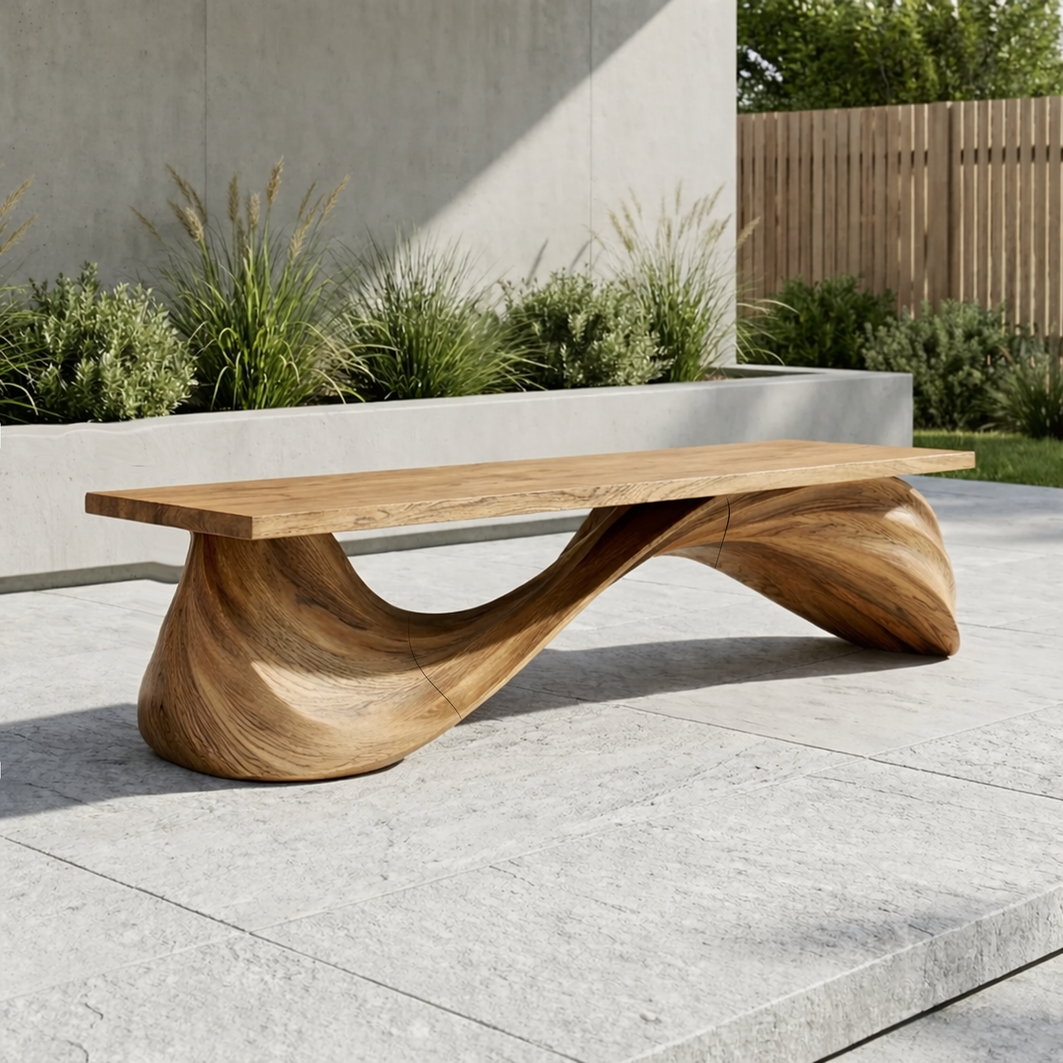 Contemporary Wave Bench Solid Wood Elegant Loop Design Hallway And Entryway - view 5