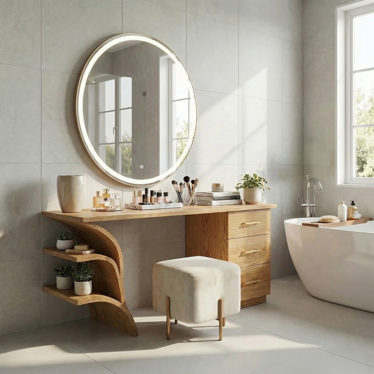 Contemporary Vanity Desk Studio Apartment Makeup Area Dressing Space - view 5