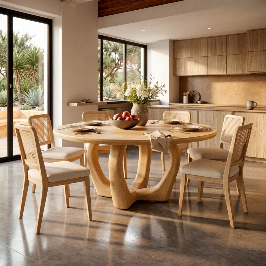 Elegant Wooden Round Dining Table For Dining Area - view 5