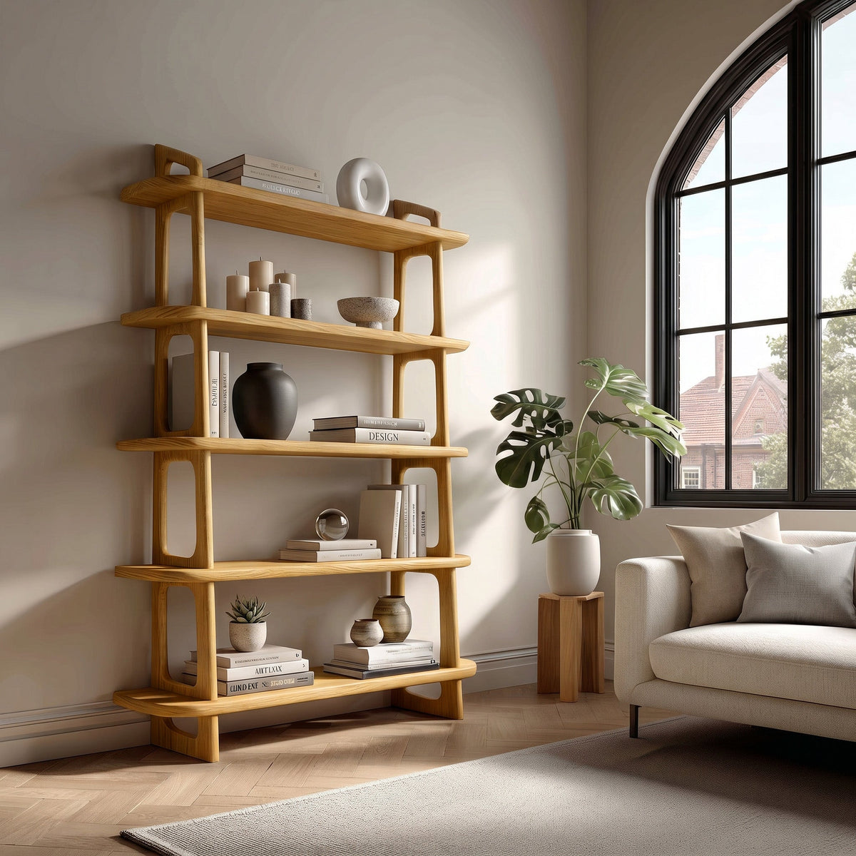 Contemporary Wooden Standing Shelf For Living Room Corner - view 5