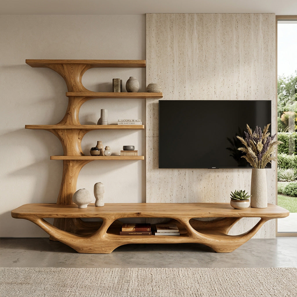 Contemporary Tree Form TV Console For Living Room Decor - view 5