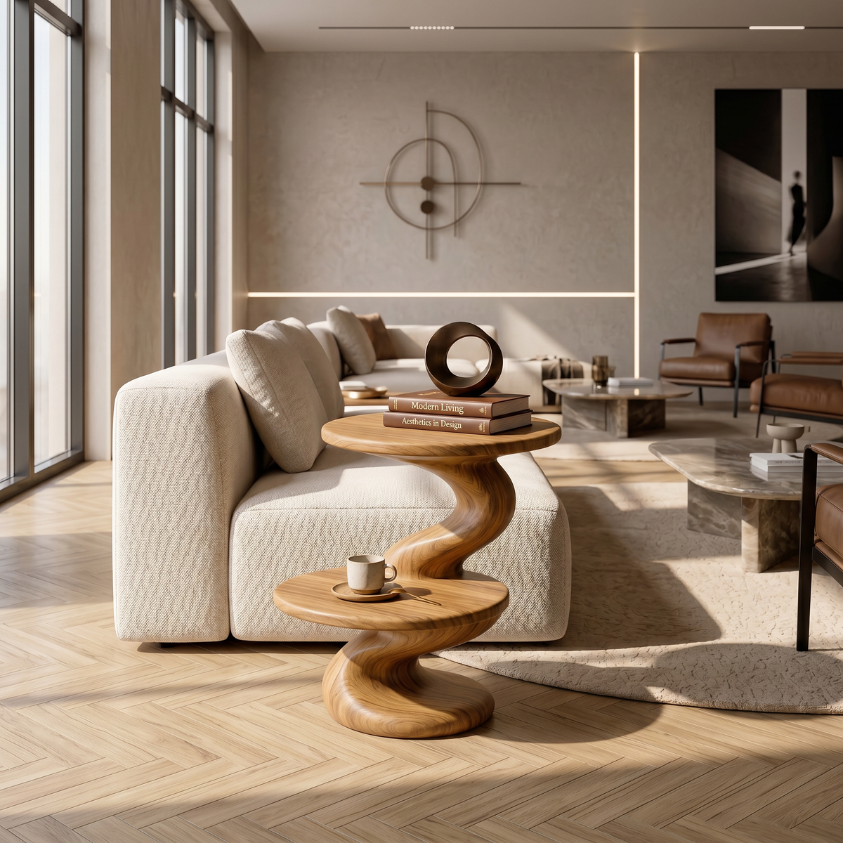 Contemporary Two Tier Side Table Modern Lounge - view 5