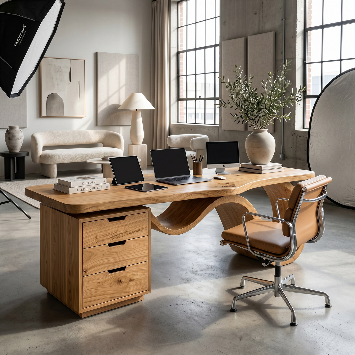 Contemporary Wave Base Executive Desk Design Studio - view 5
