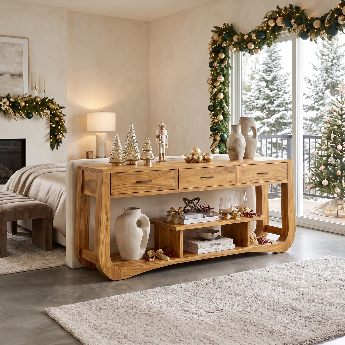 Farmhouse Christmas Behind Couch Table Modern Bedroom - view 5
