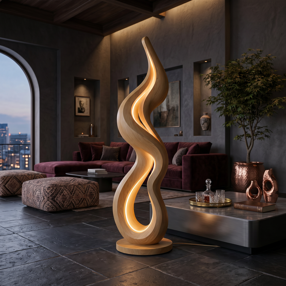 Contemporary Wave Lamp With Table For Living Room - view 5
