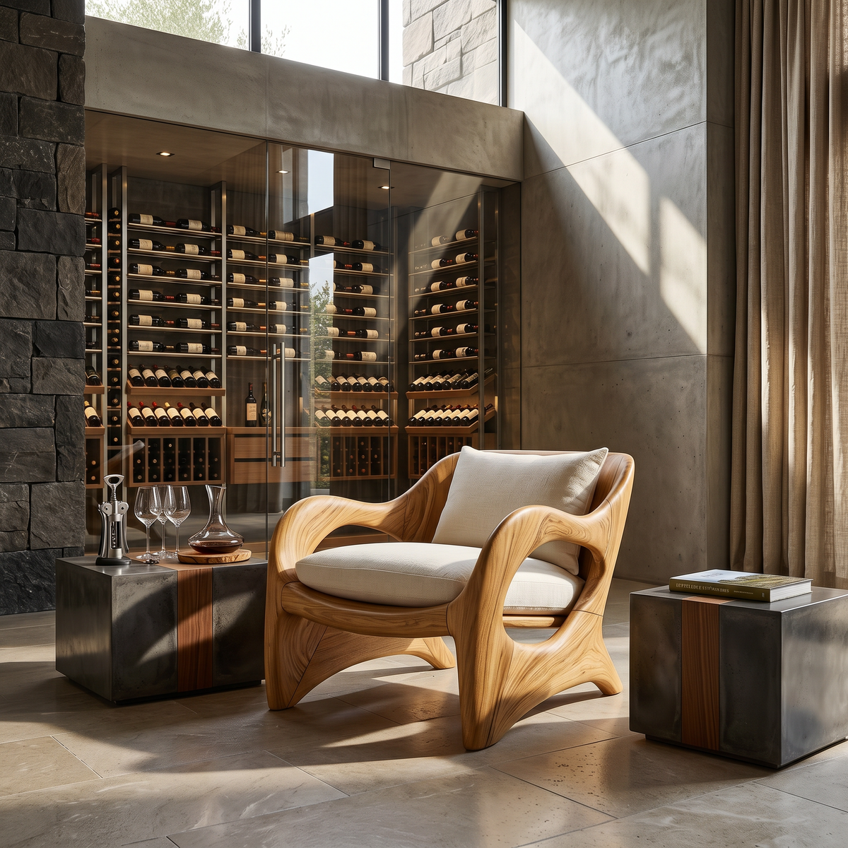 Elegant Curved Wood Accent Chair for Luxury Bedroom Retreats - view 5