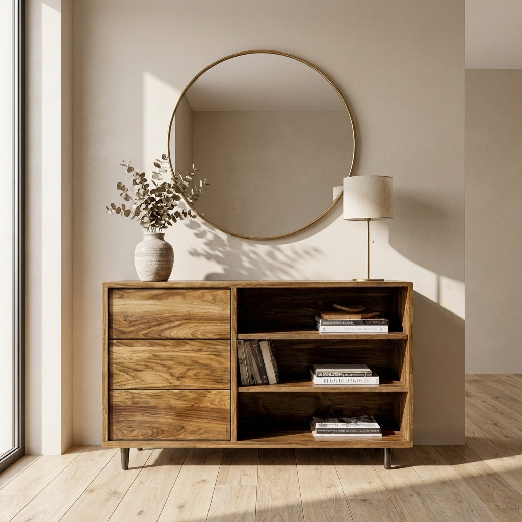 Elegant Natural Wood Console Table For Small Living Room - view 5