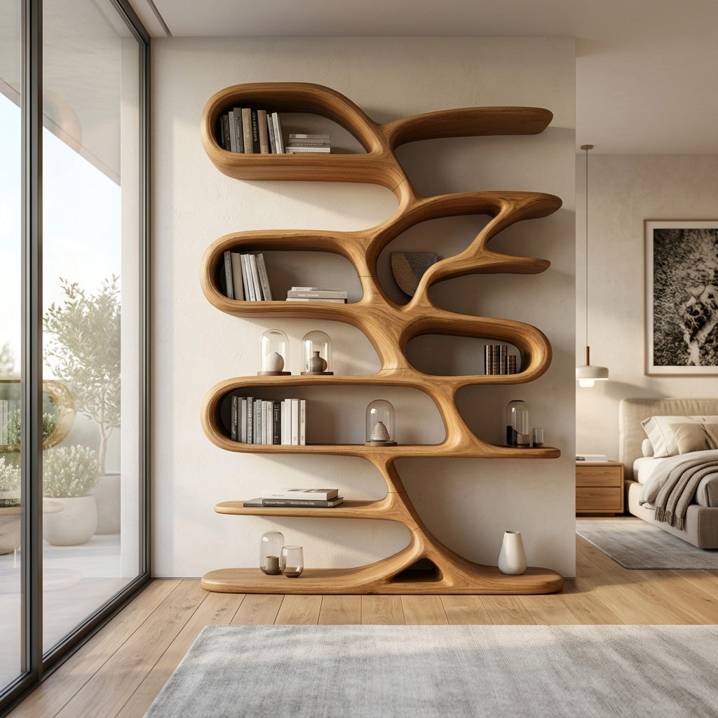Contemporary Wooden Bookcase For Minimalist Living Room Decor - view 5