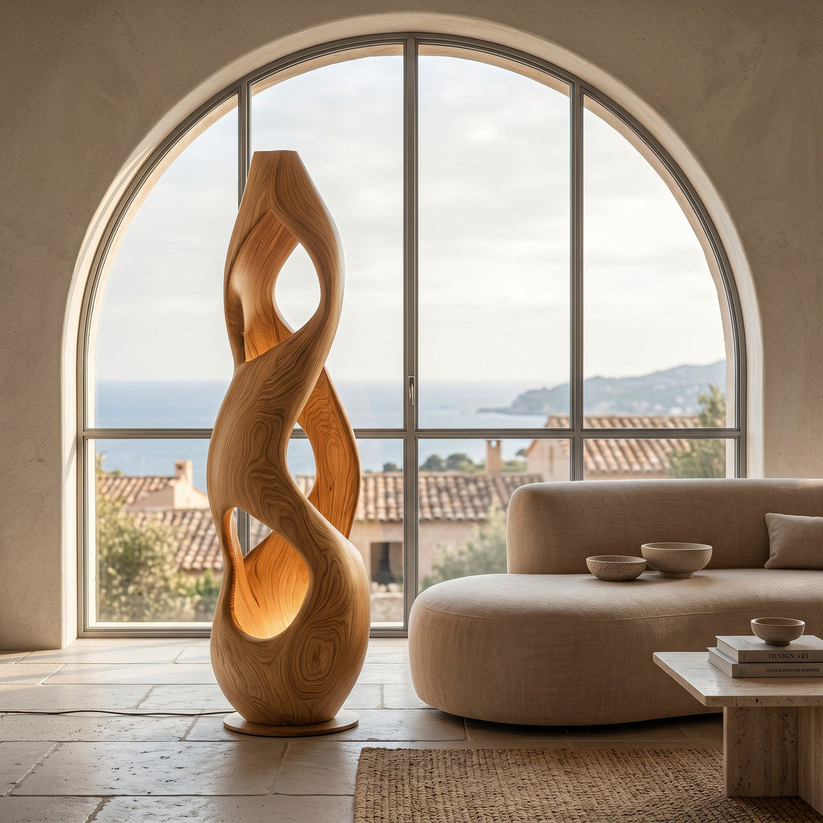 Contemporary Twisted Floor Lamp With Sculptural Hollow For Living Room - view 5