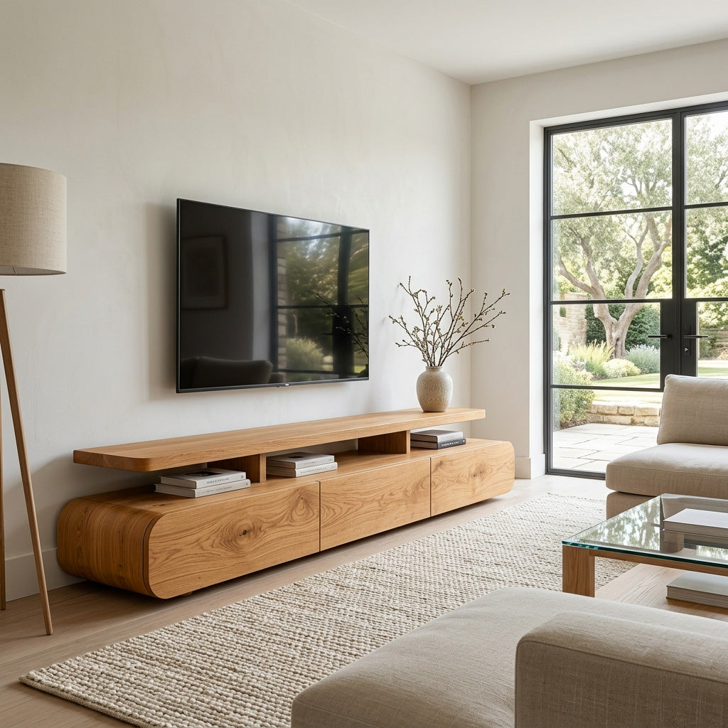 Modern Organic Natural Wood TV Stand For Living Room