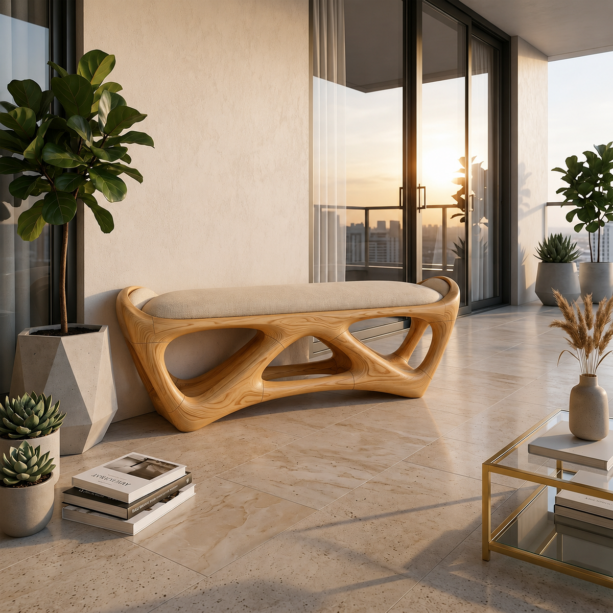 Designer Wooden Bench Creative Studio - view 5
