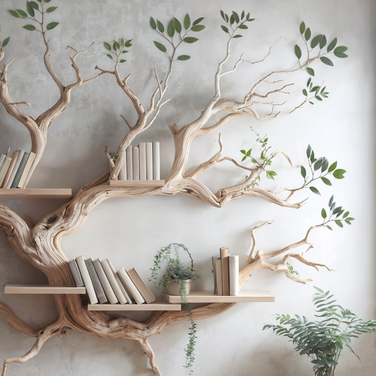 Driftwood Tree Bookshelf Decor Mid Century Bookcase - view 4