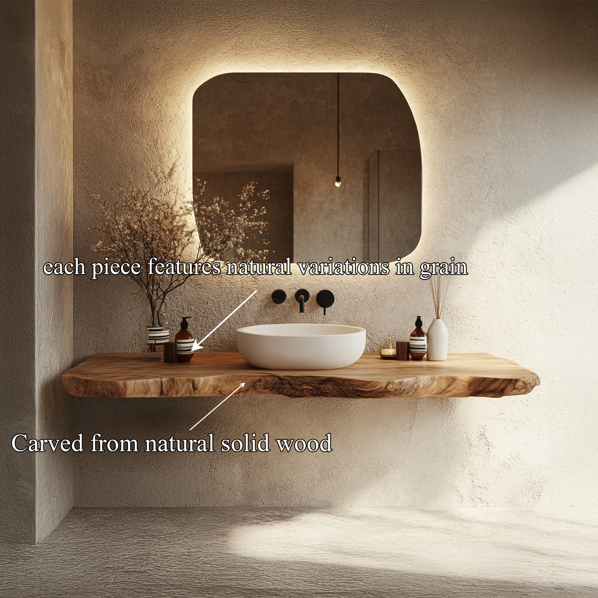 Bathroom Vanity Wall Floating Console Live Edge Shelf - view 4