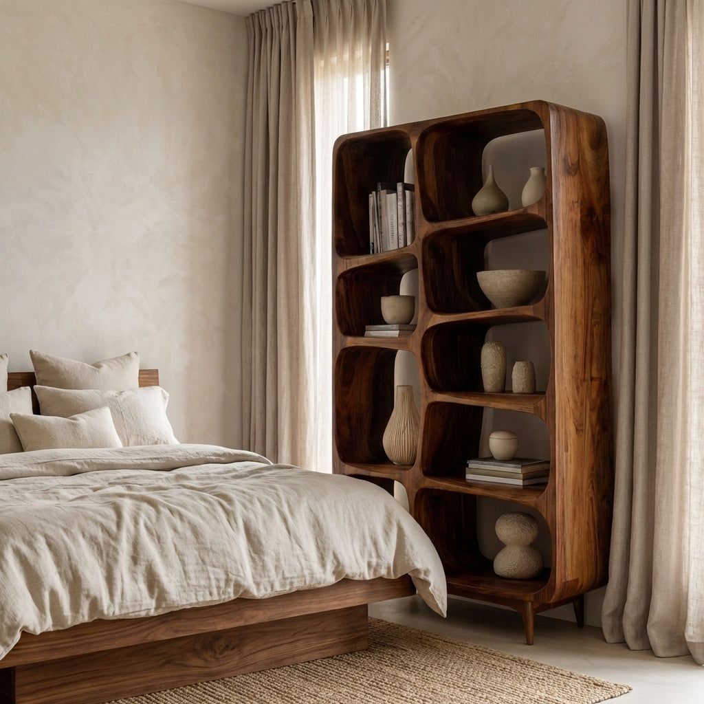 Contemporary Solid Wood Bookshelf For Coastal Interior - view 2